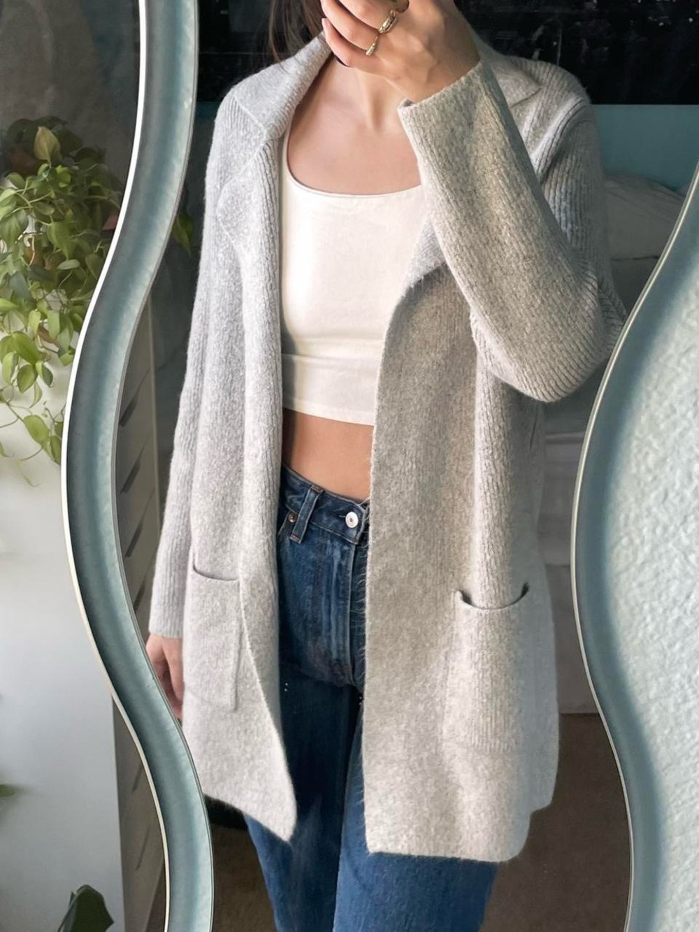 bp Light Gray Open-Front Women's Cardigan